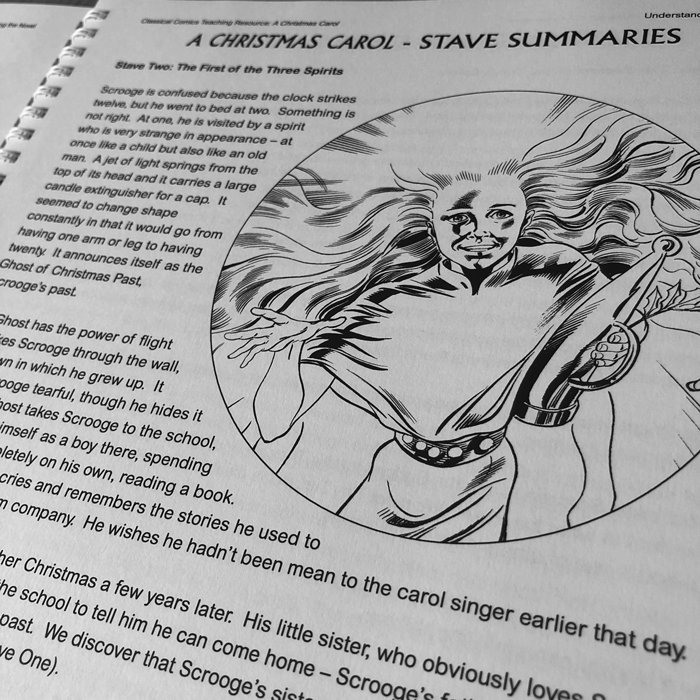 A close up of an interior page from A Christmas Carol Teaching Resource Pack.