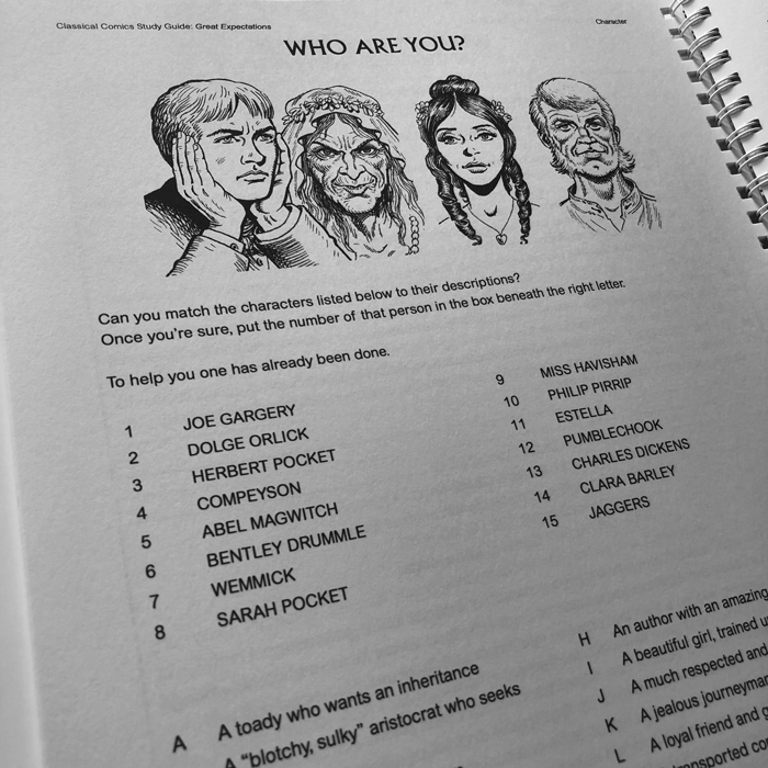 A close up of an interior page from Great Expectations Teaching Resource Pack.