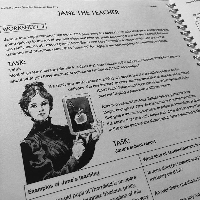 A close up of an interior page from Jane Eyre Teaching Resource Pack.