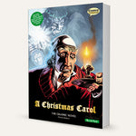 A three-dimensional book showing the Quick Text version of A Christmas Carol The Graphic Novel