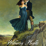 Front cover of Quick Text Wuthering Heights: The Graphic Novel showing Heathcliffe and Cathy on the moors.