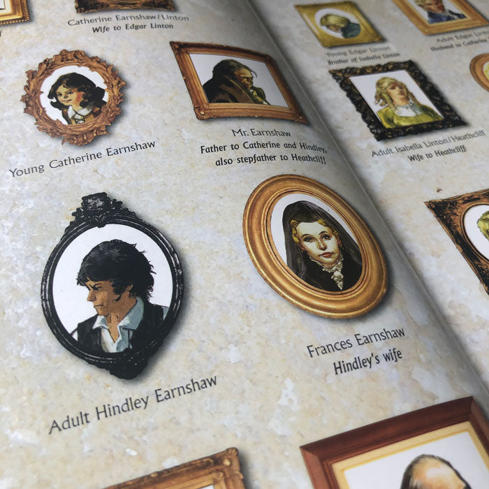 A close up image of the Dramatis Personae showing various characters from Wuthering Heights.