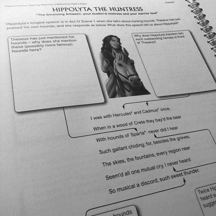 A close up of an interior page from A Midsummer Night's Dream Teaching Resource Pack.